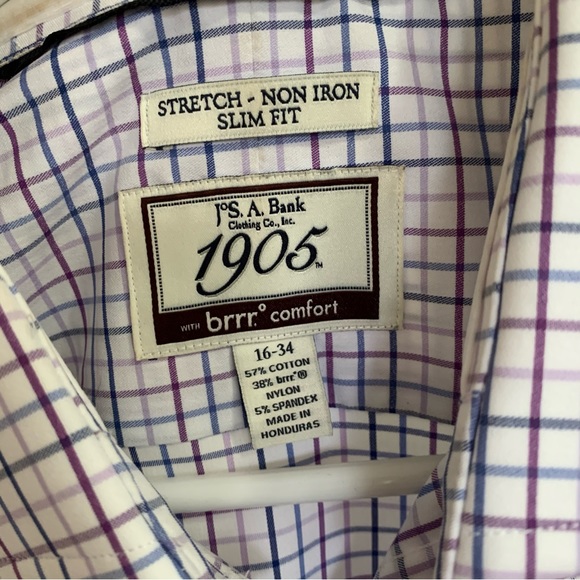 Men’s White Jos. A. Bank Long Sleeve Stretch Slim Fit Button Down Shirt - Picture 3 of 5